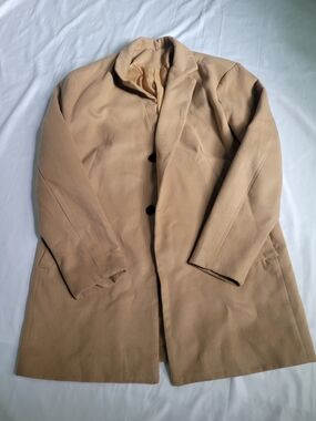 SHEIN Men's Single-Breasted Tan Pea Coat
